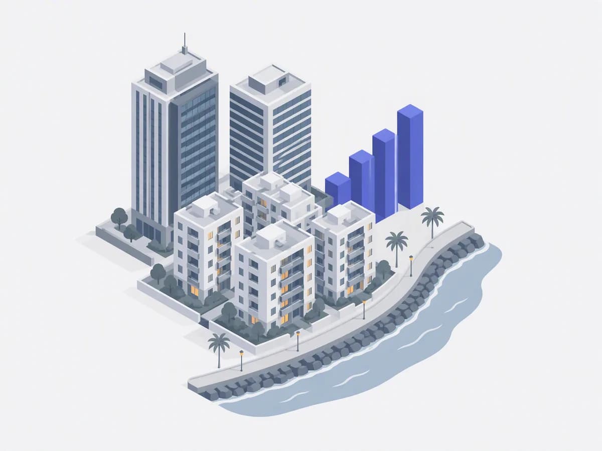 Office towers stand beside residential apartment blocks in Mumbai.